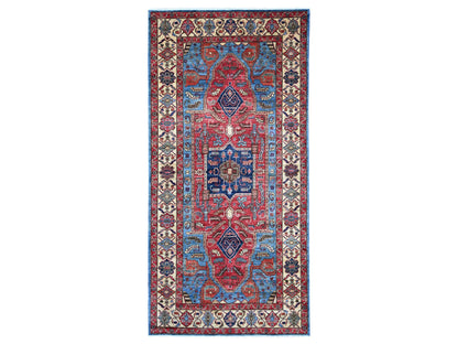 Blue 5'10" x 11'9" Heriz Hand knotted Wool Rug - Sku: O021143