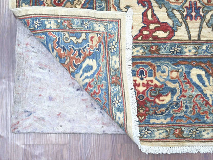 Tribal & Geometric hand-knotted wool rug in Ivory & Blue, 6' x 8'10" — SKU O021144 (view 2)