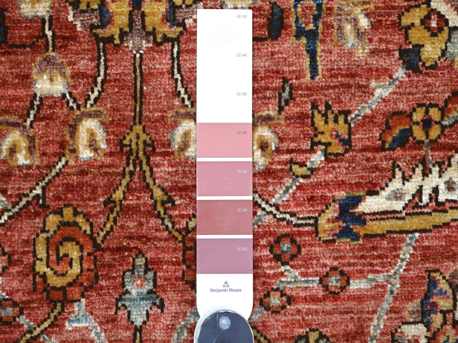 Tribal & Geometric hand-knotted wool rug in Red & Ivory, 5' x 8'2" — SKU O021147 (view 3)