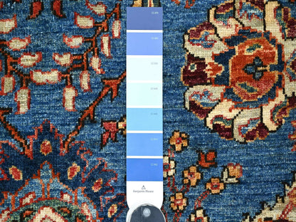 Tribal & Geometric hand-knotted wool rug in Blue & Navy Blue, 6'4" x 8'8" — SKU O021148 (view 3)