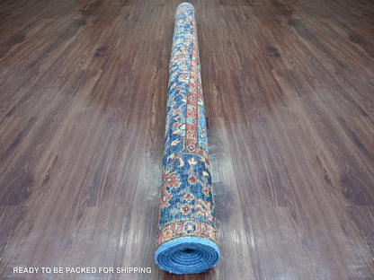 Blue 6'4" x 8'8" Tribal & Geometric Hand knotted Wool Rug - Sku: O021148
