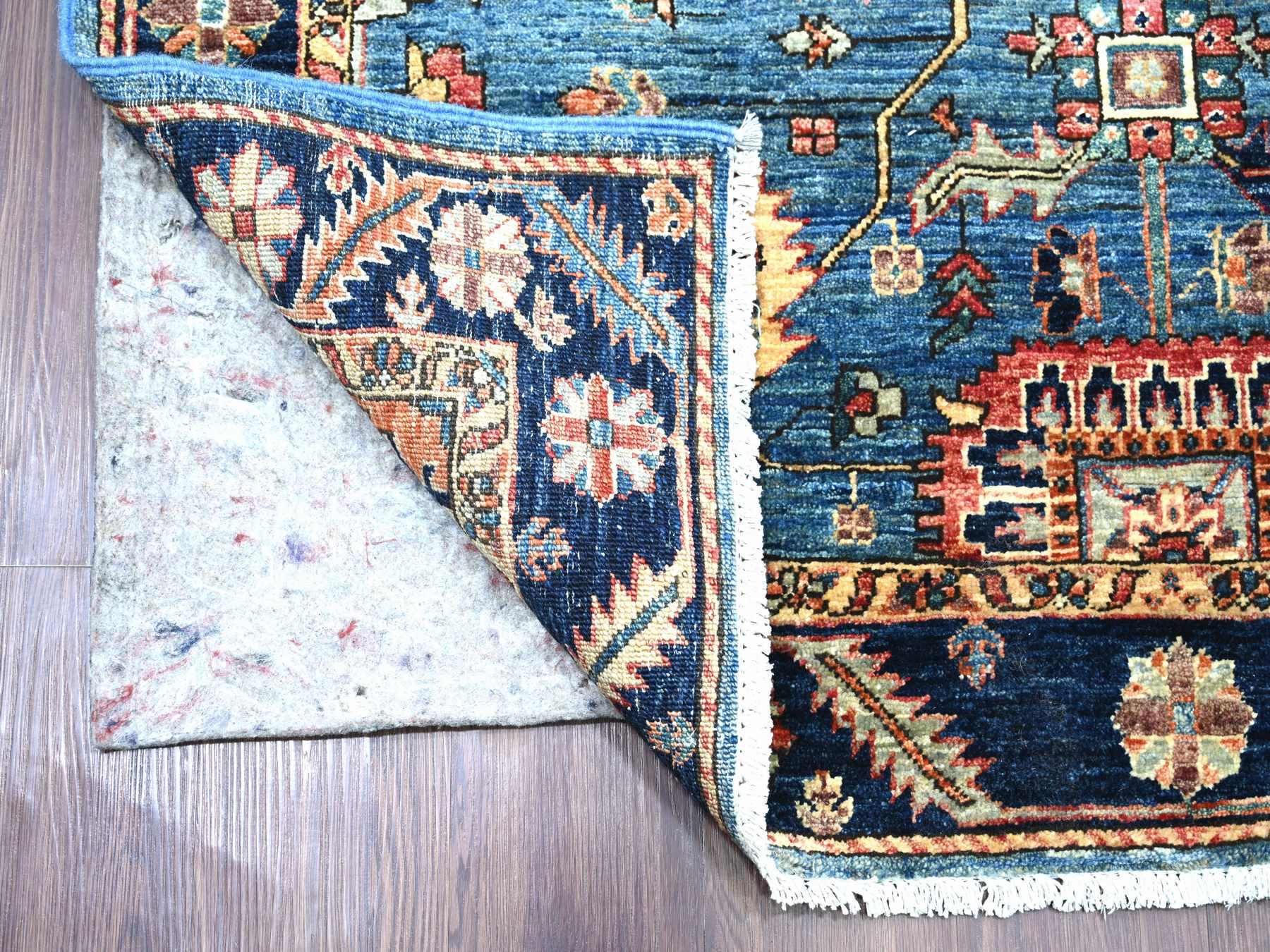 Blue 4'4" x 19'0" Tribal & Geometric Hand knotted Wool Rug - Sku: O021149