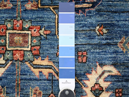 Blue 4'4" x 19'0" Tribal & Geometric Hand knotted Wool Rug - Sku: O021149