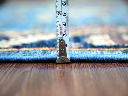 Blue 4'4" x 19'0" Tribal & Geometric Hand knotted Wool Rug - Sku: O021149