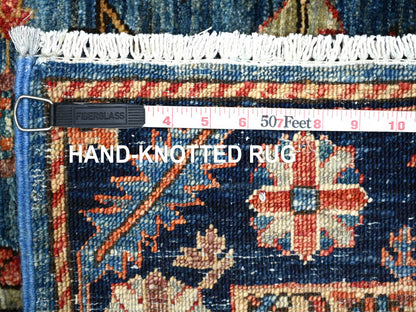 Blue 4'4" x 19'0" Tribal & Geometric Hand knotted Wool Rug - Sku: O021149