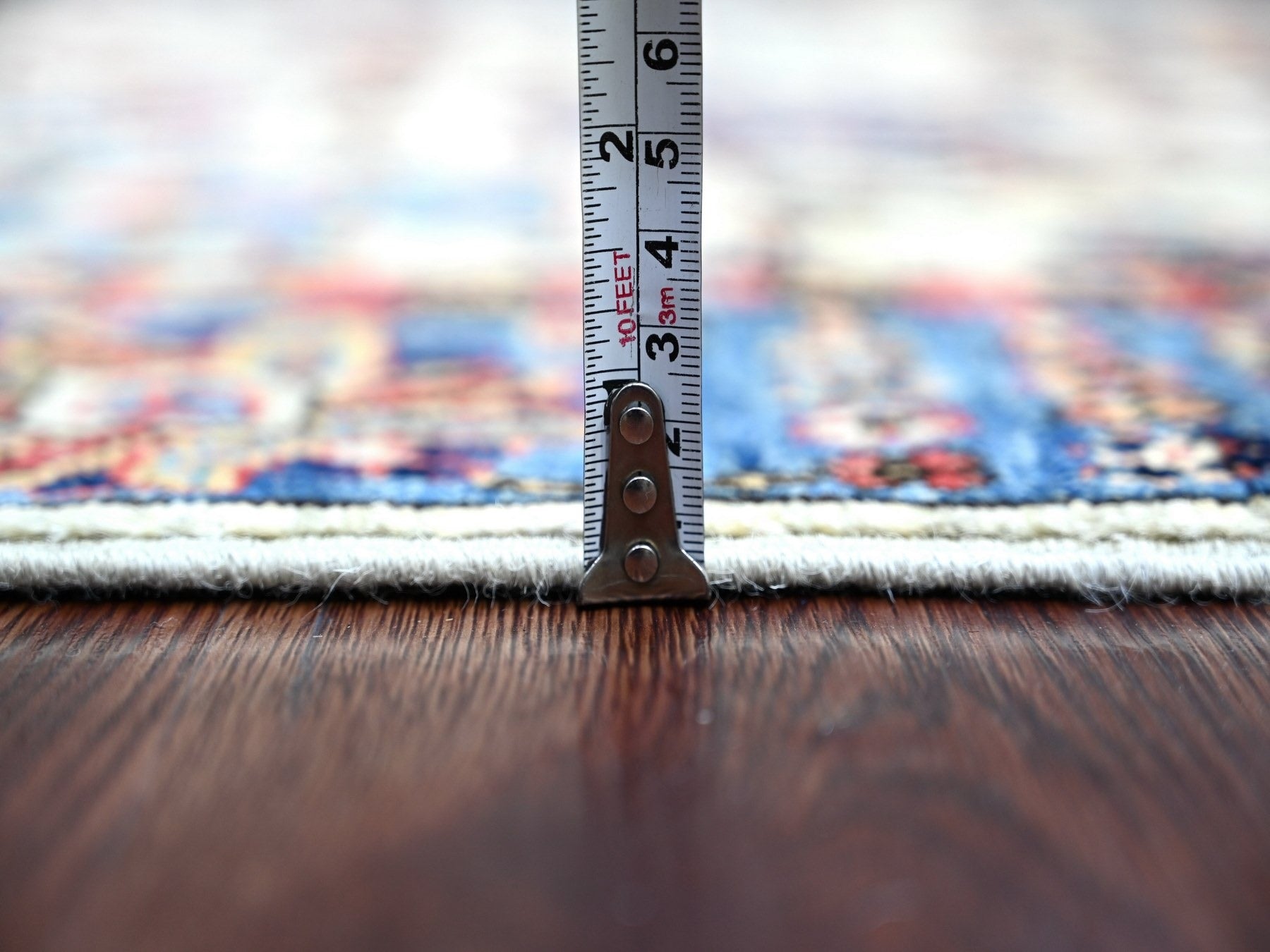 Tribal & Geometric hand-knotted wool runner in Gray & Blue, 4'1" x 11'8" — SKU O021150 (view 5)