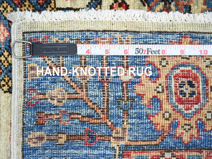Tribal & Geometric hand-knotted wool runner in Gray & Blue, 4'1" x 11'8" — SKU O021150 (view 6)