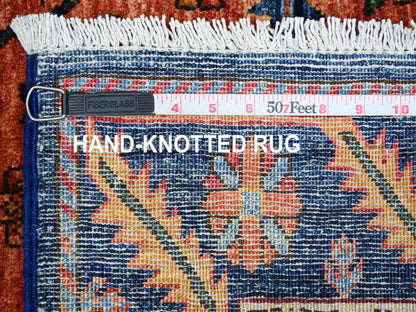Heriz Tribal & Geometric hand-knotted wool runner in Red & Navy Blue, 3'8" x 15'9" — SKU O021151 (view 6)