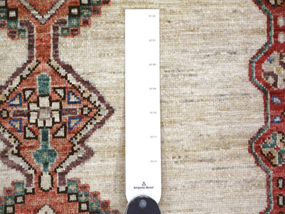 Tribal & Geometric hand-knotted wool runner in Ivory & Rust, 3'11" x 9'10" — SKU O021152 (view 3)