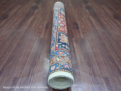 Tribal & Geometric hand-knotted wool runner in Ivory & Rust, 3'11" x 9'10" — SKU O021152 (view 4)