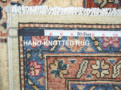 Tribal & Geometric hand-knotted wool runner in Ivory & Rust, 3'11" x 9'10" — SKU O021152 (view 6)