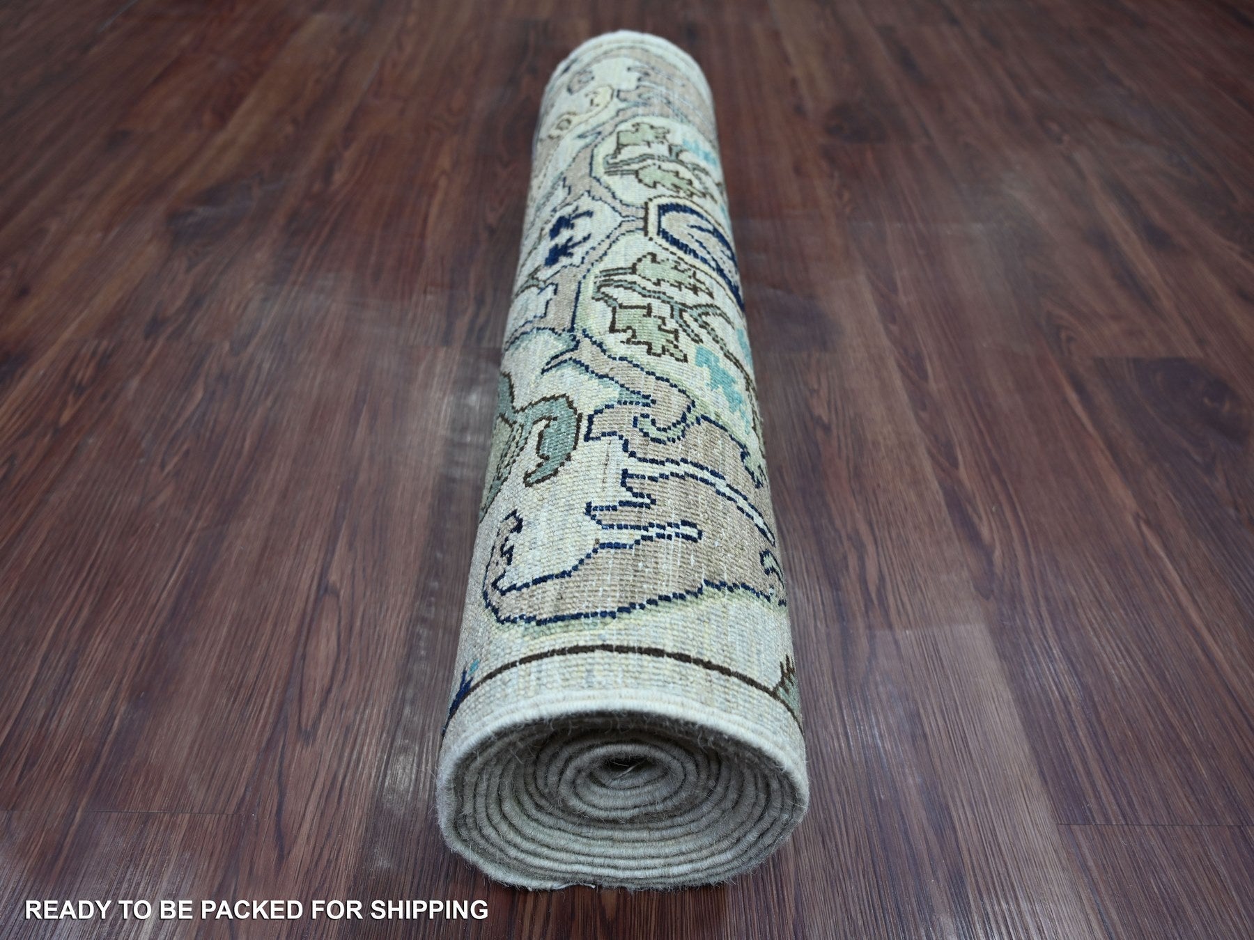 Tribal & Geometric hand-knotted wool runner in Gray, 2'6" x 14'2" — SKU O021154 (view 4)