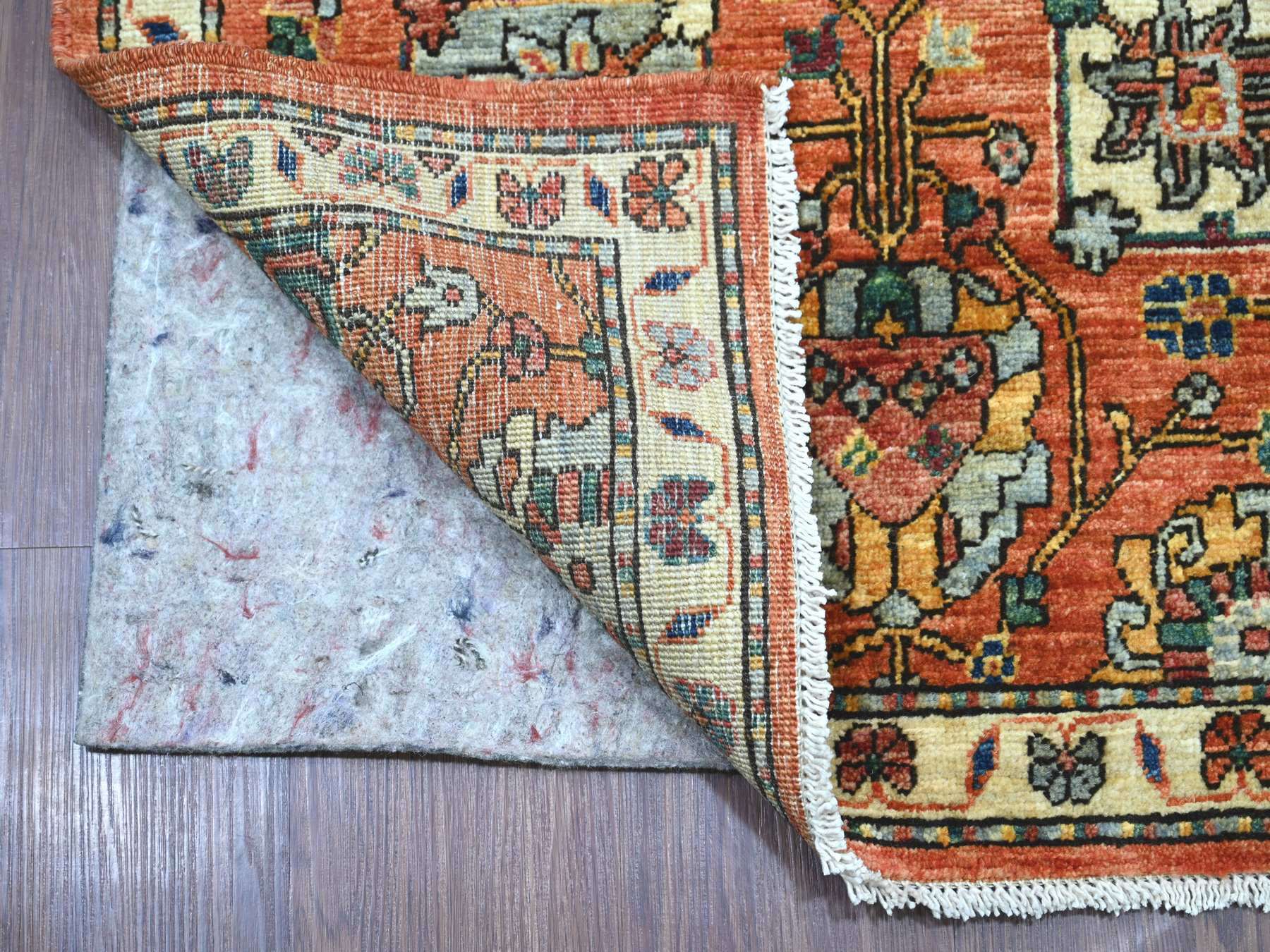 Tribal & Geometric hand-knotted wool runner in Red & Ivory, 2'8" x 15'9" — SKU O021155 (view 2)