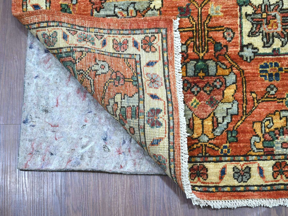 Tribal & Geometric hand-knotted wool runner in Red & Ivory, 2'8" x 15'9" — SKU O021155 (view 2)