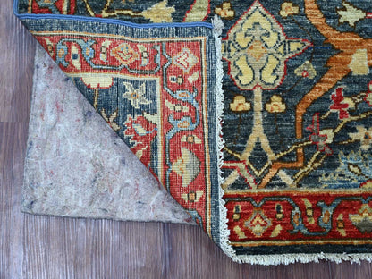 Blue 2'11" x 6'0" Tribal & Geometric Hand knotted Wool Rug - Sku: O021156