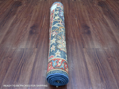 Blue 2'11" x 6'0" Tribal & Geometric Hand knotted Wool Rug - Sku: O021156