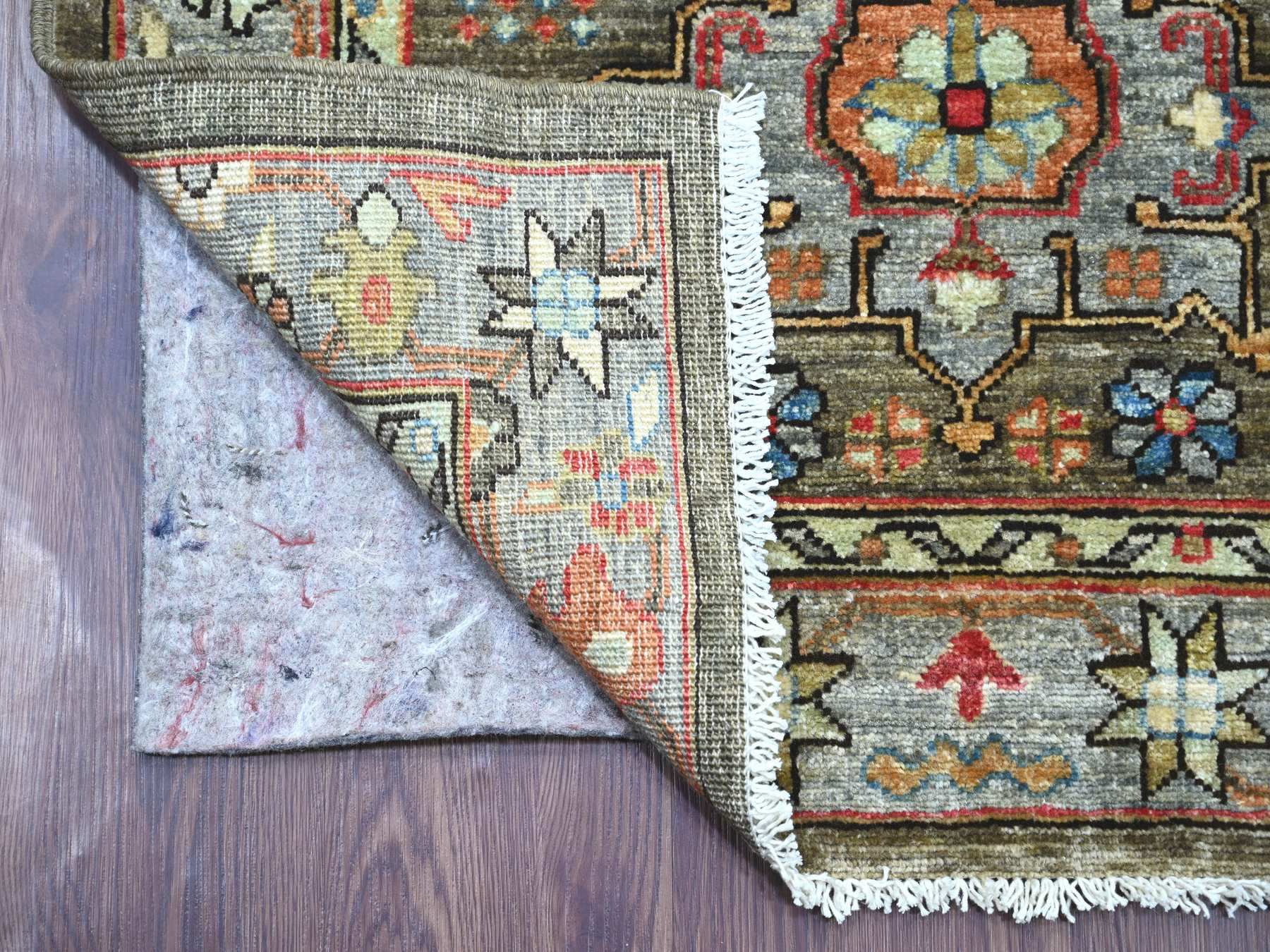 Brown 2'8" x 15'3" Oushak And Peshawar Hand knotted Wool Rug - Sku: O021157