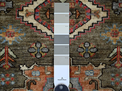 Brown 2'8" x 15'3" Oushak And Peshawar Hand knotted Wool Rug - Sku: O021157