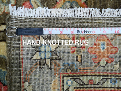 Brown 2'8" x 15'3" Oushak And Peshawar Hand knotted Wool Rug - Sku: O021157