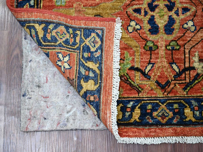 Peshawar Tribal & Geometric hand-knotted wool runner in Red & Navy Blue, 2'11" x 8' — SKU O021160 (view 2)