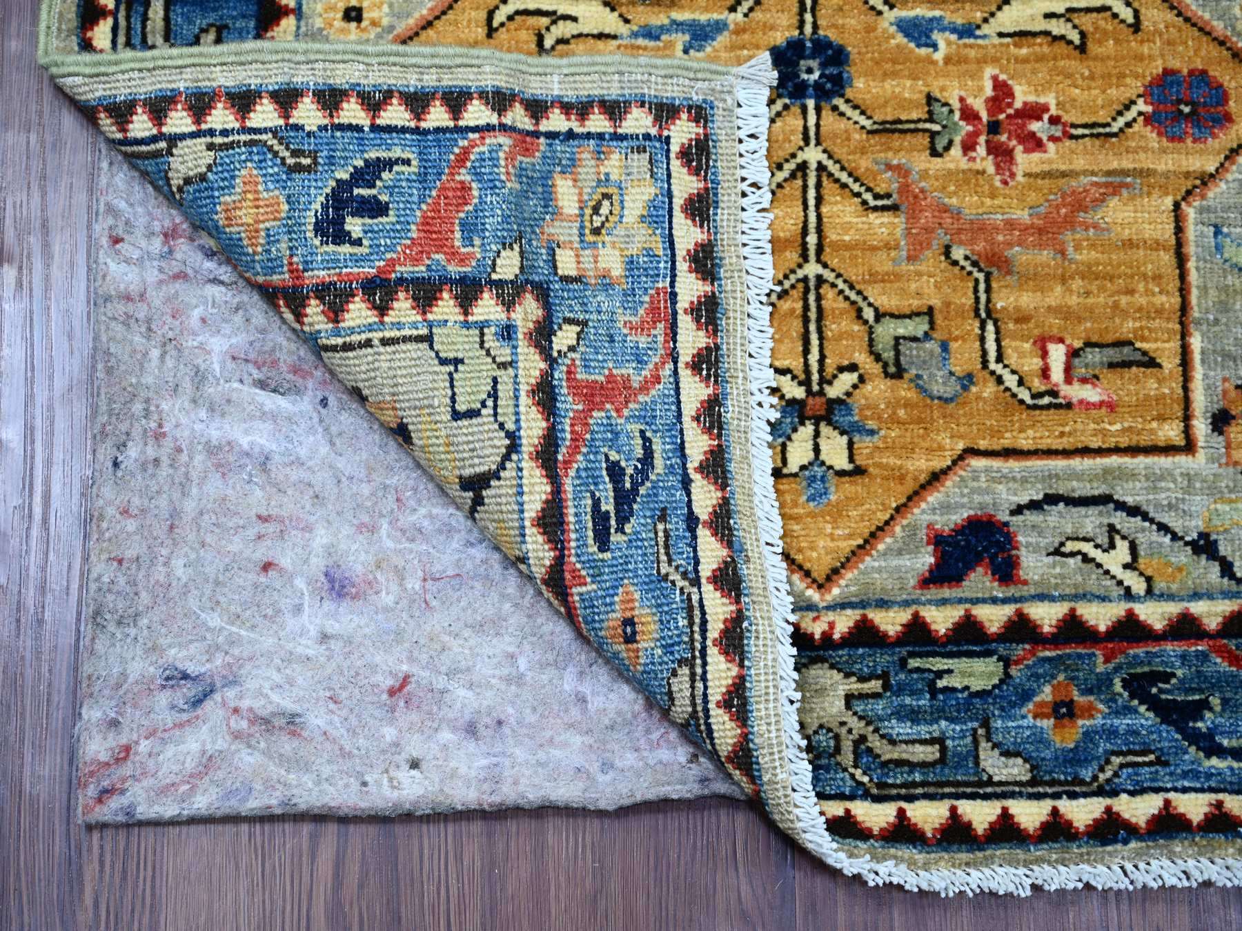 Peshawar Oushak hand-knotted wool runner in Gray & Blue, 2'6" x 11'8" — SKU O021161 (view 2)
