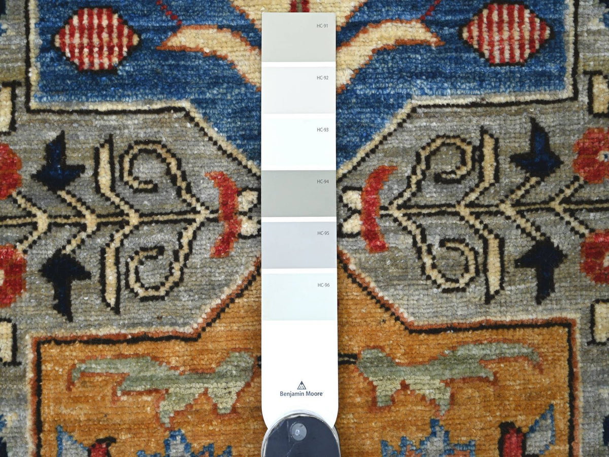 Peshawar Oushak hand-knotted wool runner in Gray & Blue, 2'6" x 11'8" — SKU O021161 (view 3)
