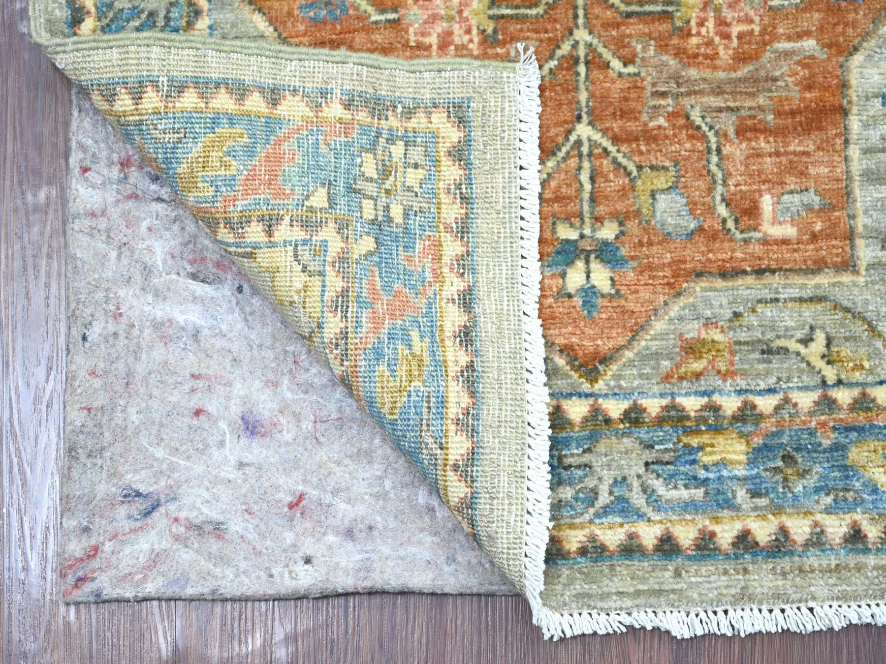 Peshawar Oushak hand-knotted wool runner in Gray & Blue, 2'5" x 9'1" — SKU O021164 (view 2)