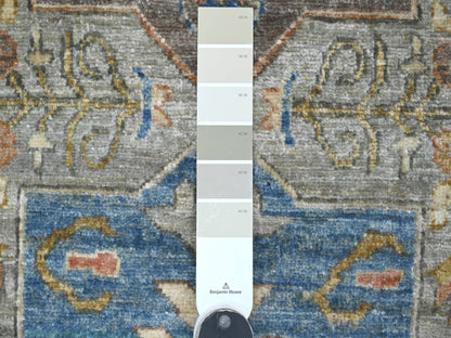 Grey 2'5" x 9'1" Oushak And Peshawar Hand knotted Wool Rug - Sku: O021164