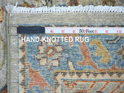 Peshawar Oushak hand-knotted wool runner in Gray & Blue, 2'5" x 9'1" — SKU O021164 (view 6)