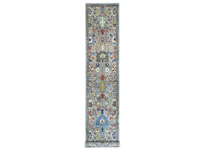Heriz Tribal & Geometric hand-knotted wool runner in Gray & Brown, 3' x 19'9" — SKU O021166
