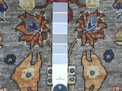 Heriz Tribal & Geometric hand-knotted wool runner in Gray & Brown, 3' x 19'9" — SKU O021166 (view 3)