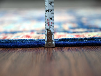 Blue 2'6" x 21'8" Tribal & Geometric Hand knotted Wool Rug - Sku: O021169