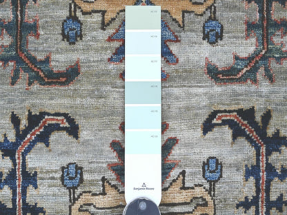 Heriz Tribal & Geometric hand-knotted wool runner in Gray & Blue, 3'1" x 17'5" — SKU O021170 (view 3)