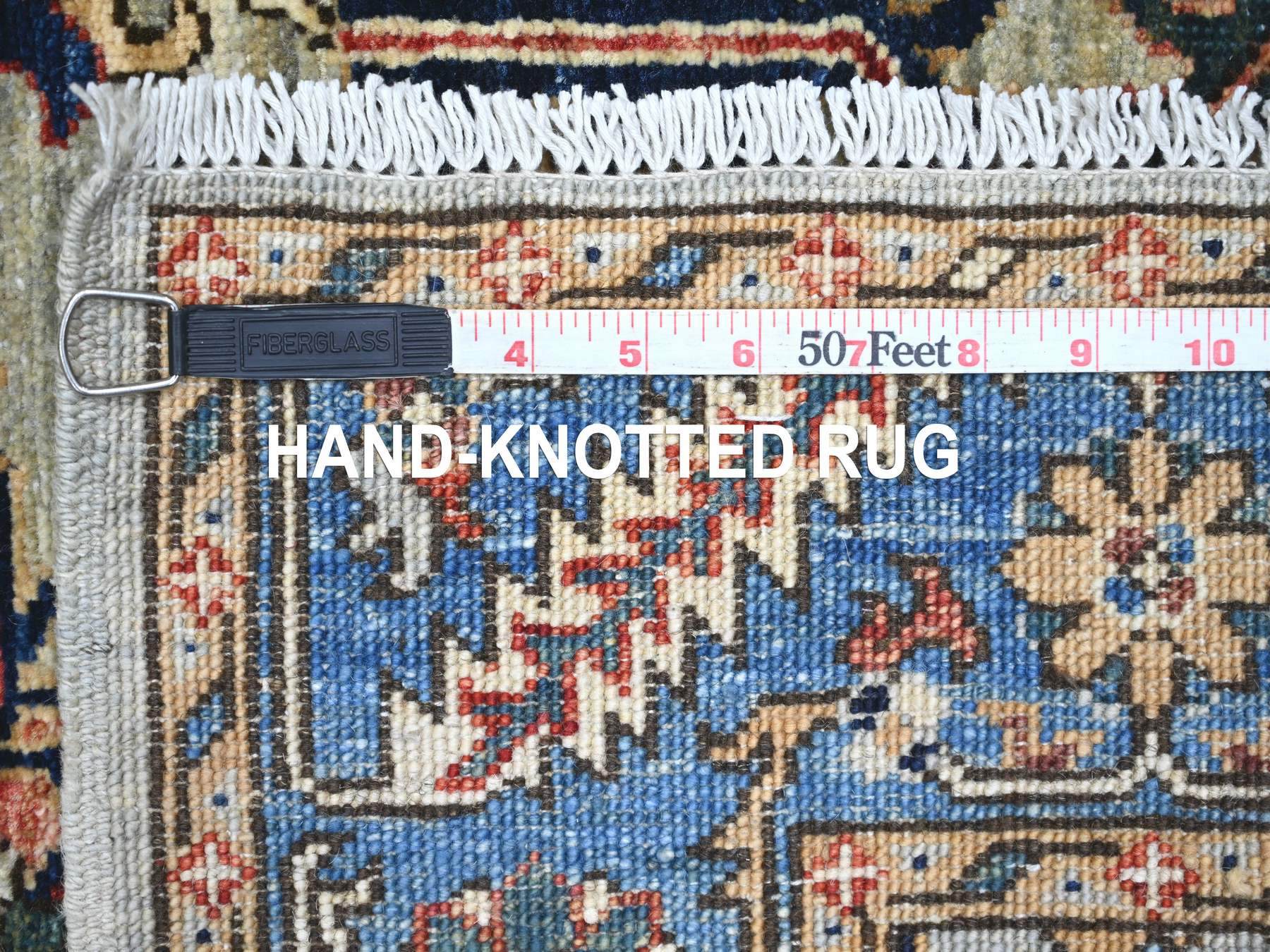 Heriz Tribal & Geometric hand-knotted wool runner in Gray & Blue, 3'1" x 17'5" — SKU O021170 (view 6)