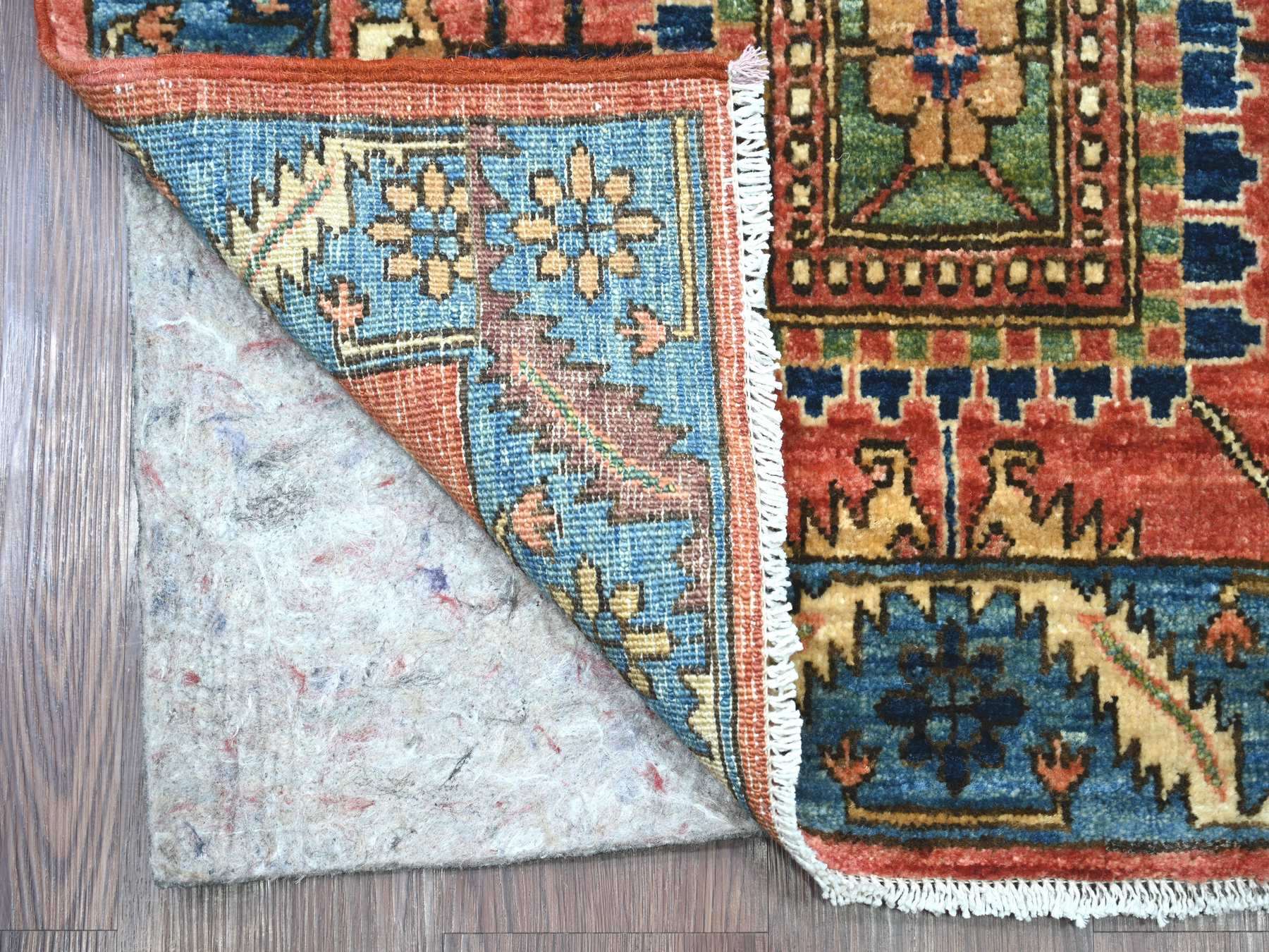 Heriz Tribal & Geometric hand-knotted wool runner in Red & Blue, 2'11" x 17'5" — SKU O021171 (view 2)