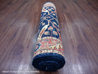 Blue 3'0" x 19'9" Tribal & Geometric Hand knotted Wool Rug - Sku: O021172