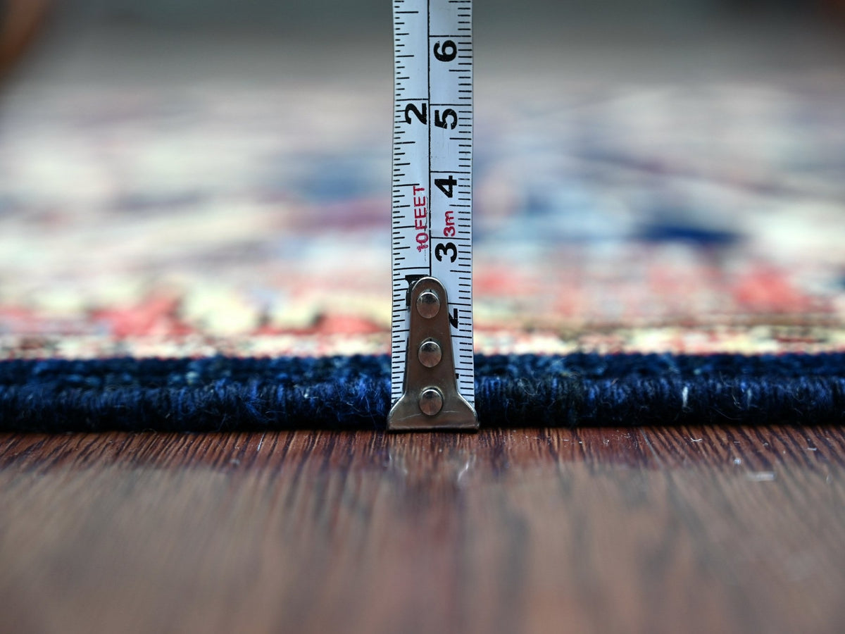 Tribal & Geometric hand-knotted wool runner in Blue & Red, 3' x 19'9" — SKU O021172 (view 5)