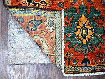 Tribal & Geometric hand-knotted wool runner in Red & Blue, 2'10" x 8'2" — SKU O021176 (view 2)