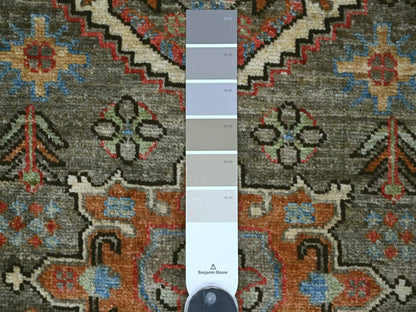 Peshawar Tribal & Geometric hand-knotted wool runner in Gray, 2'8" x 8' — SKU O021177 (view 3)