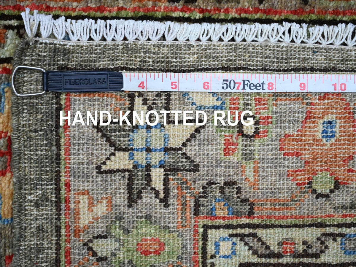 Peshawar Tribal & Geometric hand-knotted wool runner in Gray, 2'8" x 8' — SKU O021177 (view 6)