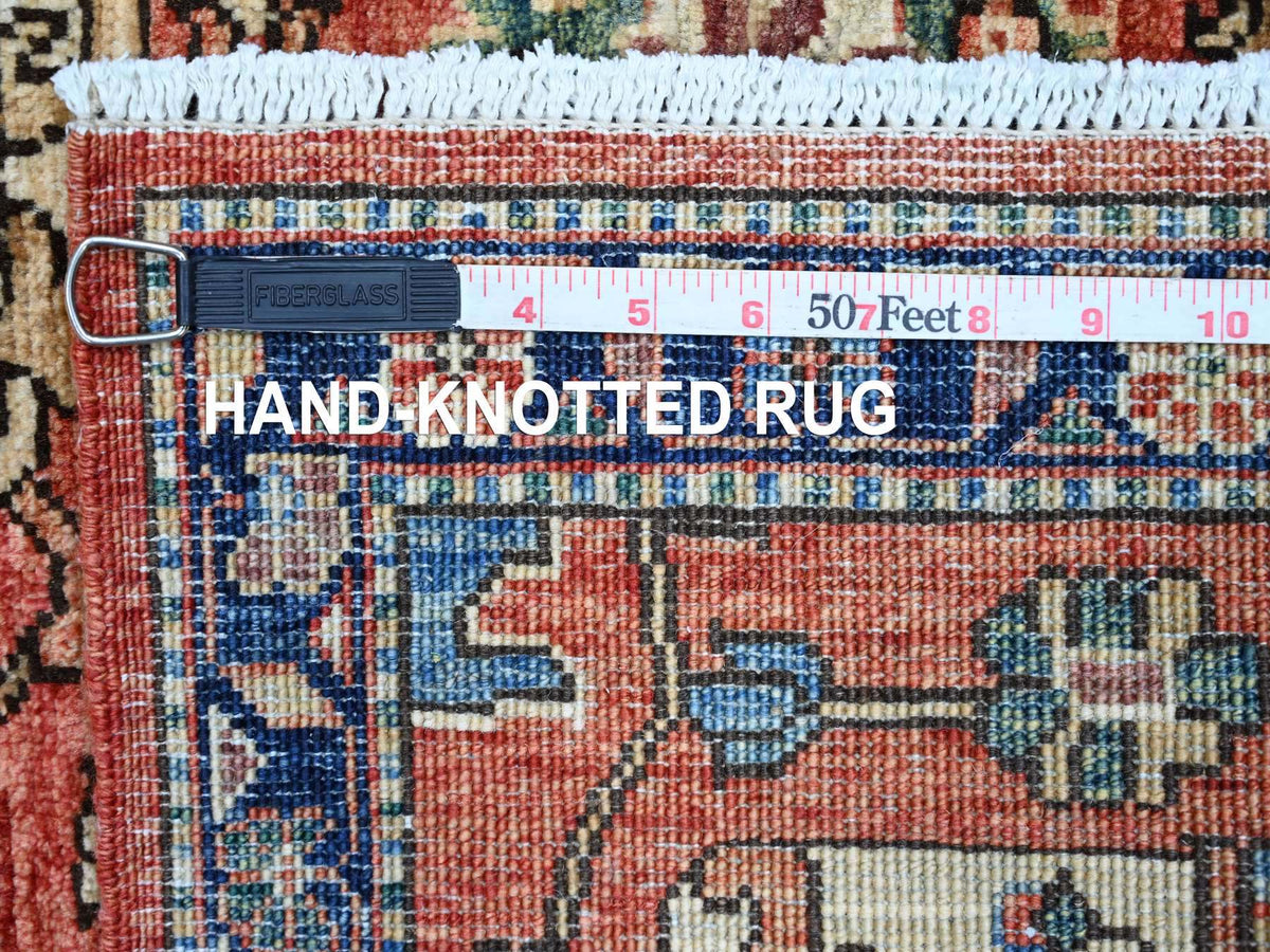 Tribal & Geometric hand-knotted wool runner in Red & Navy Blue, 2'10" x 18'2" — SKU O021179 (view 6)