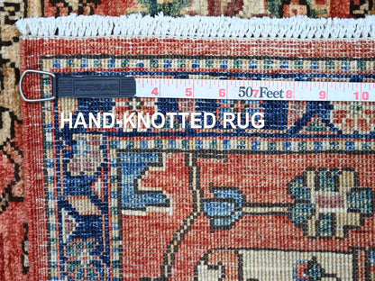 Tribal & Geometric hand-knotted wool runner in Red & Navy Blue, 2'10" x 18'2" — SKU O021179 (view 6)