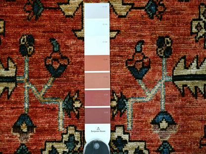 Heriz Tribal & Geometric hand-knotted wool runner in Red & Navy Blue, 3'2" x 13'6" — SKU O021181 (view 3)