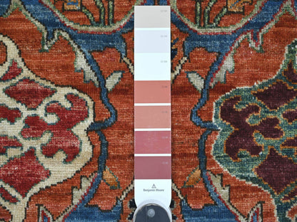 Tribal & Geometric hand-knotted wool runner in Orange, 2'7" x 17'2" — SKU O021184 (view 3)