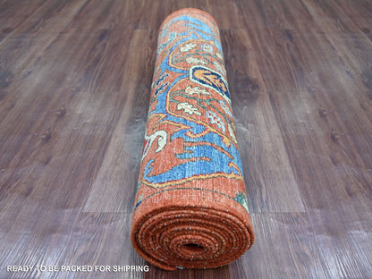 Tribal & Geometric hand-knotted wool runner in Orange, 2'7" x 17'2" — SKU O021184 (view 4)