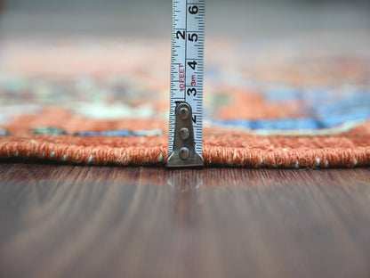Orange 2'7" x 17'2" Tribal & Geometric Hand knotted Wool Rug - Sku: O021184
