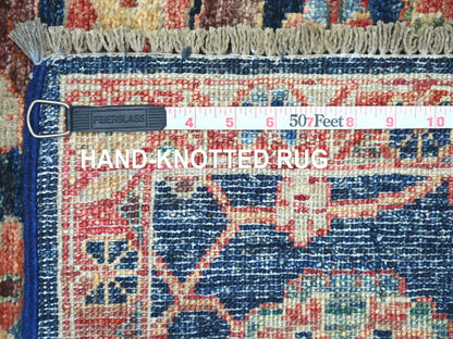 Blue 2'7" x 21'8" Tribal & Geometric Hand knotted Wool Rug - Sku: O021185