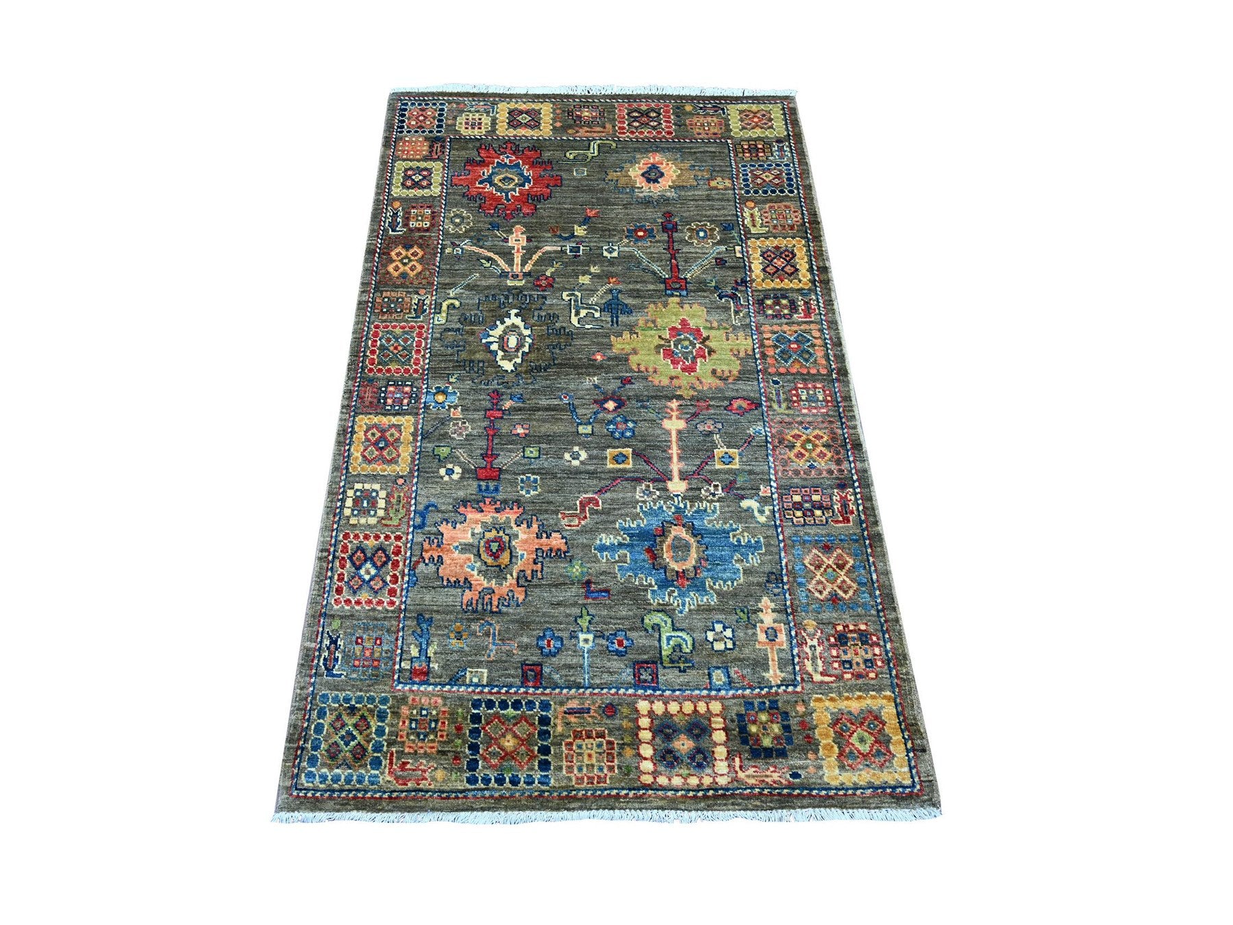 Mahal Oushak hand-knotted wool rug in Gray, 3'1" x 4'10" — SKU O021186
