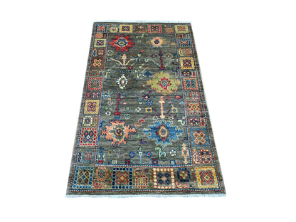 Mahal Oushak hand-knotted wool rug in Gray, 3'1" x 4'10" — SKU O021186