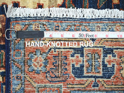Blue 3'0" x 15'7" Tribal & Geometric Hand knotted Wool Rug - Sku: O021188